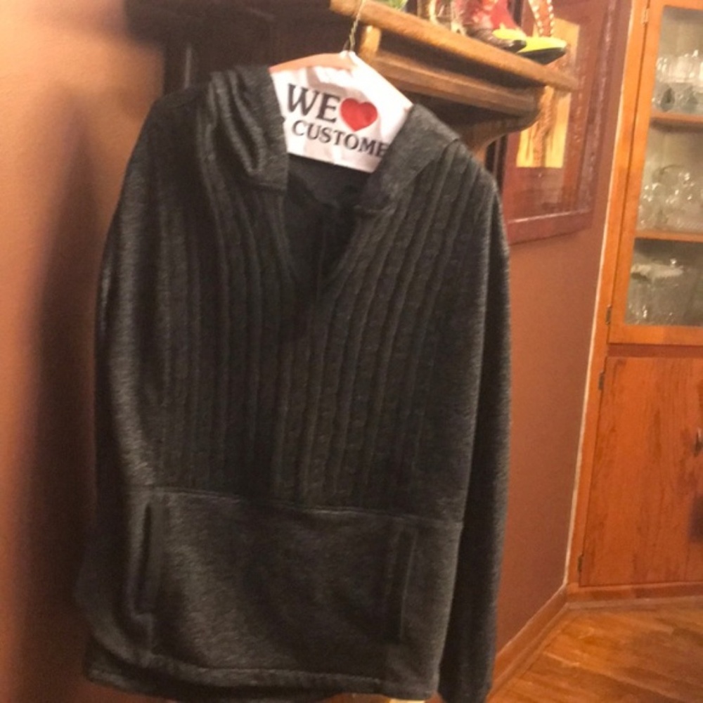 Sanctuary Knit & Sweater Hoodie Size 10 Gray Large